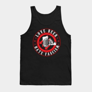 Antifa T-Shirt Hate Fascism Love Beer Gift Tank Top